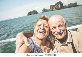 senior couple traveling